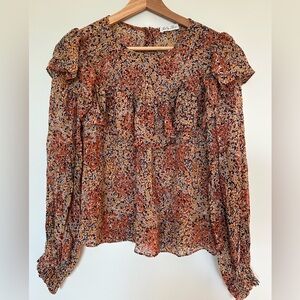LoveShackFancy Silk Floral Blouse